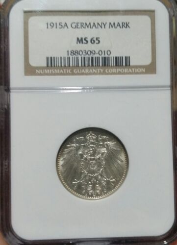 1915 Silber 1 Mark.NGC MS-65 DEUTSCHLAND. Tonning Reverse - Bild 2 von 2