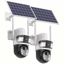 2pcs PTZ 8MP 3K+ Battery Security Camera Pan Tilt Outdoor +Solar Panel Dual lens