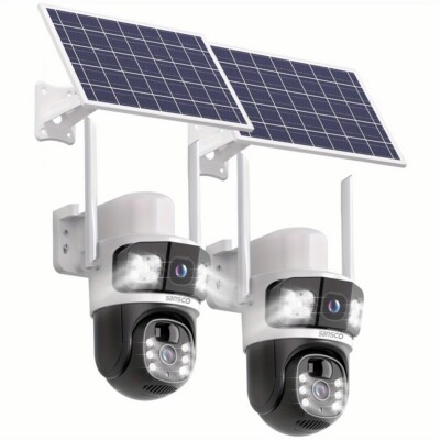 2PCS 4MP Solar Battery Powered Security Camera WiFi Wireless System PTZ Outdoor