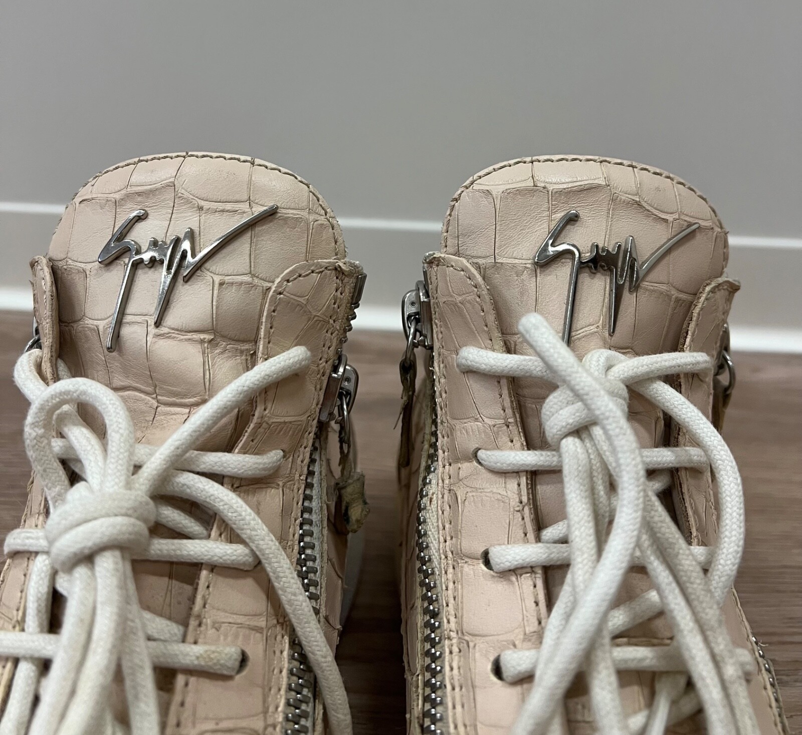 Giuseppe Zanotti Leather Python High Top Sneakers - image 7