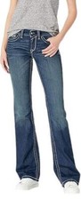 Ariat Women's R.E.A.L. Mid Rise Whipstitch Boot Cut Jean Rainstorm