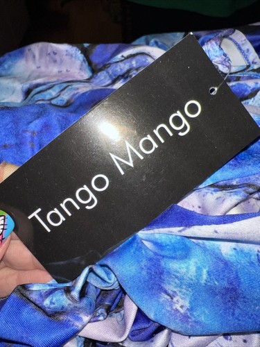Neu mit Etikett Tango Mango Rüschenkleid Damen 3X blau Kunstdruck Lagenlook Saum Trägerkleid - Bild 5 von 7