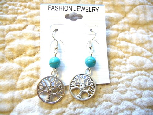 Women's Earrings w/ Semiprecious Stones Tree of life Ladies Fashion Jewelry - Picture 10 of 12