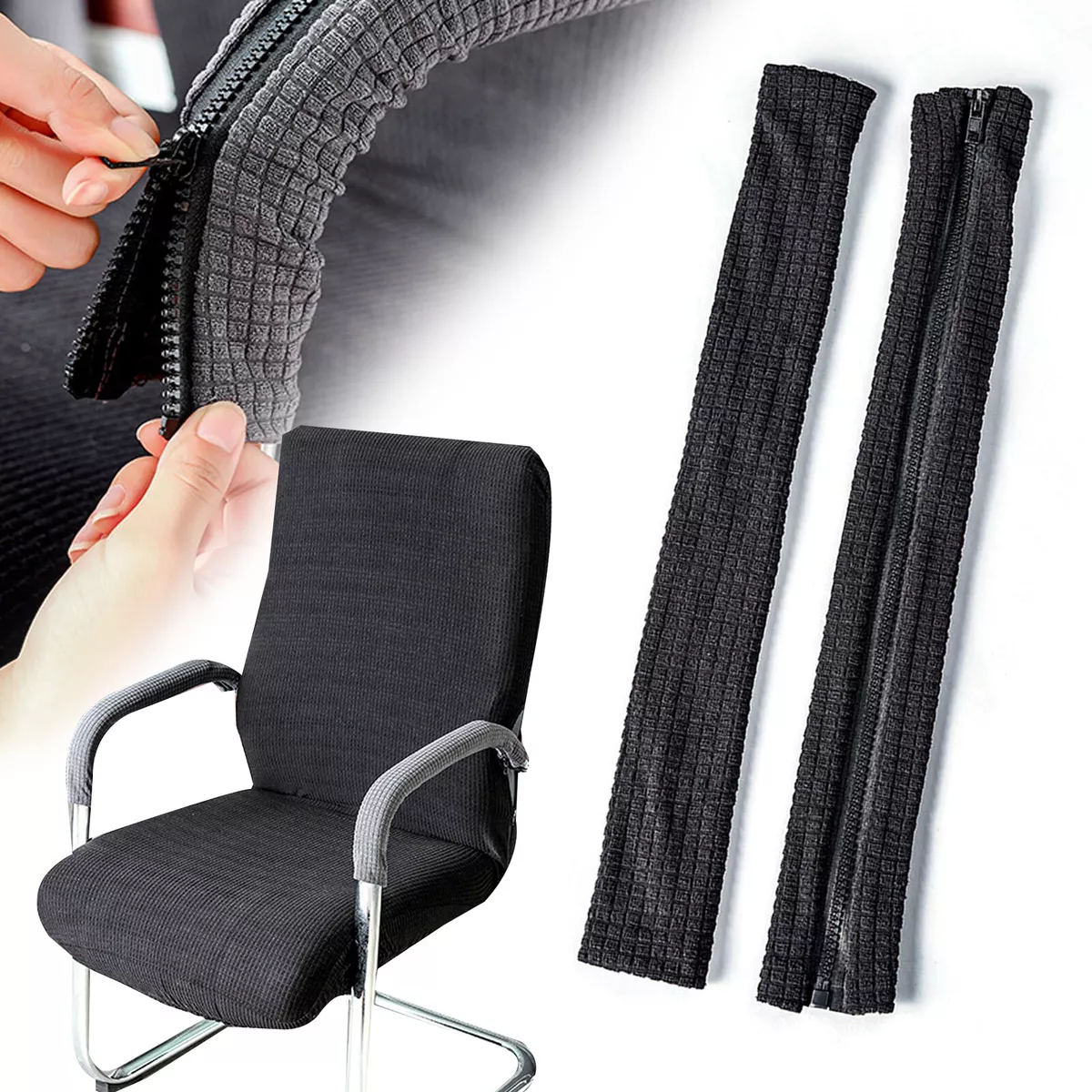 A Pair Chair Armrest Covers with Zipper Office Chair Elbow Arm Rest  Protector