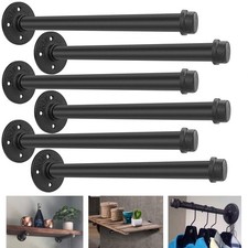 6 Pack Industrial Pipe Shelf Brackets 12 Inches Iron Pipe Floating Shelf Brac...