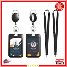 2 Pack Retractable ID Badge Holder Lanyard Heavy Duty Reel Keychain Clip ID Card