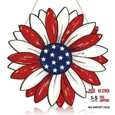 Wooden 4th of July Decoration Door Wreath for Front Door Sign Star Large Blue