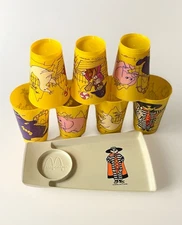 Vtg McDonald’s Collectibles Tray Cups Hamburglar, 3 Capt Crook, 3 Grimace