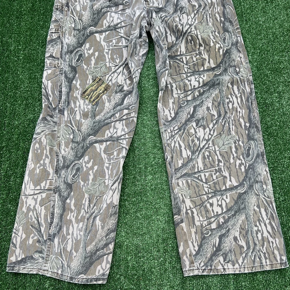Mono baberos vintage de corteza de roble musgo para hombre 33x29" camuflaje sin forro EE. UU. AÑOS 90 Foto 4 de 4