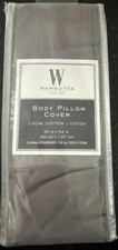 Wamsutta Body Pillow Cover Pillowcase 20  x54  Grey New 100 Cotton Zippered Clos