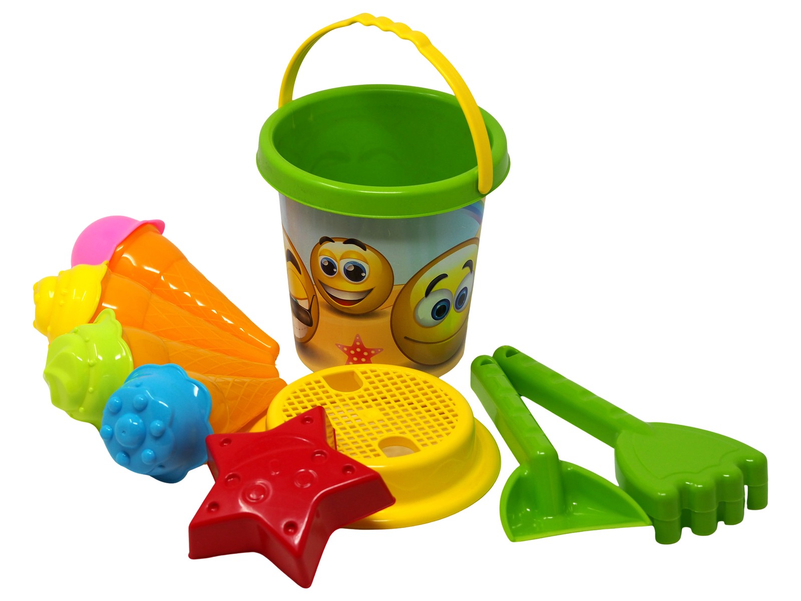 9pc Children's Beach Bucket & Accessories Play Set with Spade Rake & Moulds