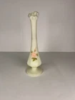 Vtg Fenton Uranium Bud Vase Custard Glass Swung Glows Hand Painted Signed 8.5"