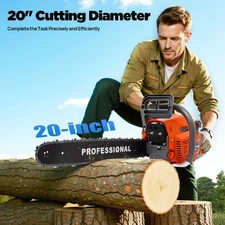20" Chainsaw 58CC 2-Stroke Handheld Gas Powered Chainsaw for Tree Wood Cutting
