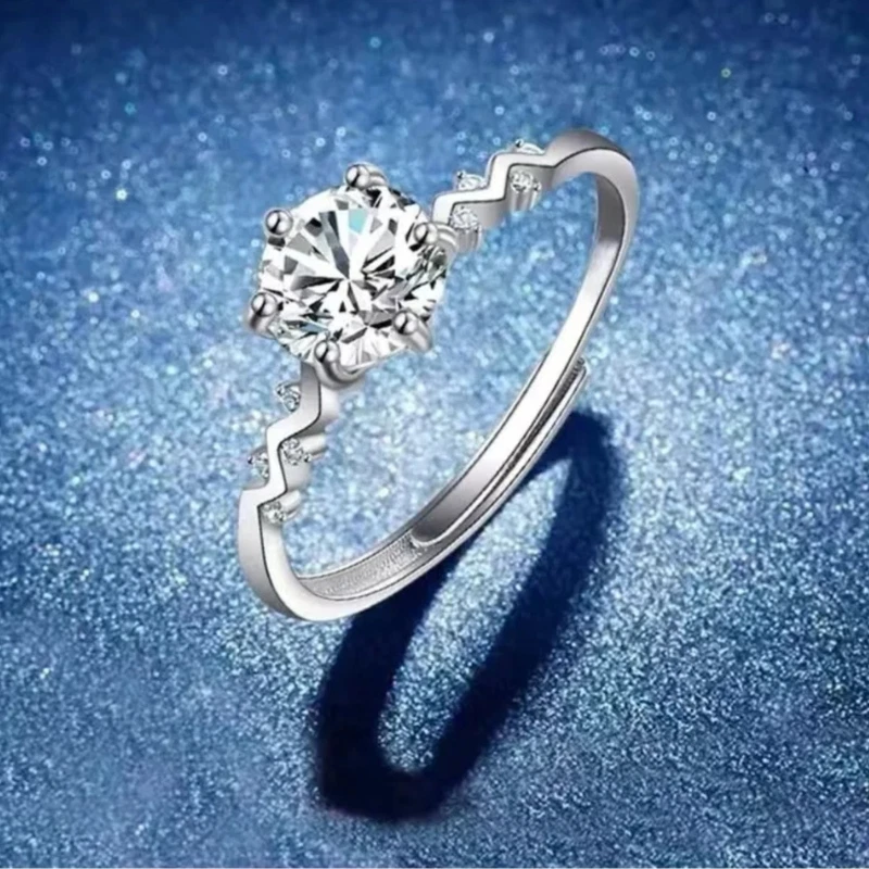 Verlobungsring Silber 925 plattiert Damen Ring Stein Zirkonia 1ct verstellbar - Bild 2 von 4
