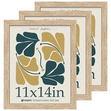 TENIBYC 11x14 Oak Picture Frame 3 Pack, HD Glass, Natural Wood Poster Frames