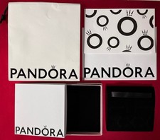 PANDORA WHITE CHARM BRACLET TEXTURED BOX POUCH ONLY AS SHOWN NO JEWELRY