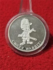 1990 50th Anniv ELMER FUDD CRAZY WABBIT!  1 TR OZ .999 FINE SILVER ROUND #T0399