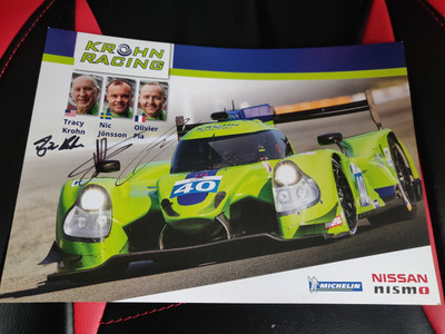 Signierte LMP2 ELMS Krohn RACING - PLA / Jonsson / Krohn Karte - 21x30 cm