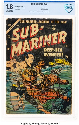1954 Marvel Comics Sub-Mariner Comics 33 CGC CBCS 1.8. Origin of Sub-Mariner