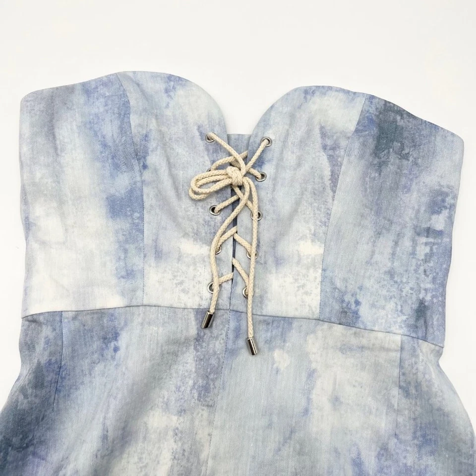 Revolve Jumpsuit Women Large Grunge Linen Lace Up Festival Hippie Indie Wide Leg - Image 3 of 4