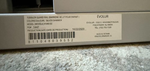 Evolur Aurora Toddler Guard Rail Conversion Kit -Silver Mist- Crib