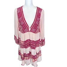 Free People Dress Large Tea Combo (Red/Pink/Cream) My Love Mini Boho Babydoll