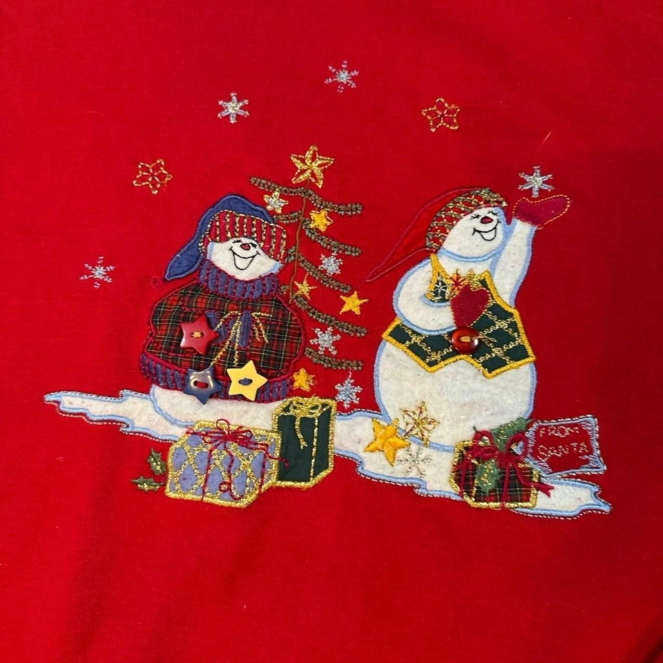 Suéter Vintage Años 90 Vacaciones Años 90 Muñeco de Nieve Navidad Navidad Pullover Sudadera Foto 2 de 4