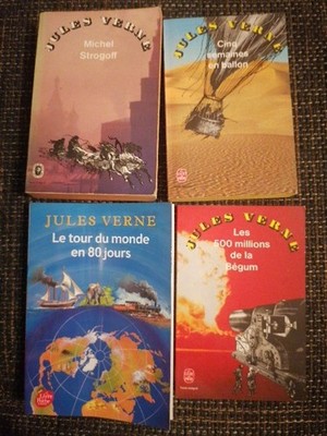 Jules Verne 4 Bücher Sammlung Serie ''Le Livre De Poche'' Französisch 