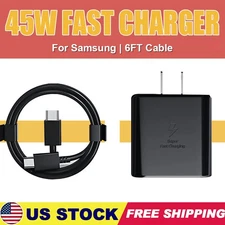 45W Type USB-C Super Fast Wall Charger+6ft Cable for Samsung Galaxy S24 S23 S22A