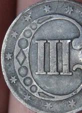 1852 Three 3 Cent Silver Trime- 3CS, Good/VG Details