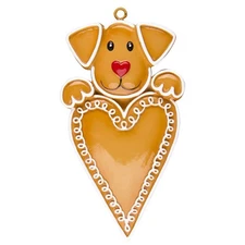 Gingerbread Dog with Heart Personalized Christmas Tree Ornament