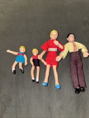 BEND-A-FAMILY Dollhouse 1970s Bendable Poseable CACO Family, Excellent