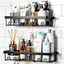 Shower Caddy Shelf Organizer Rack, Self Adhesive Black Bathroom Shelves Basket,