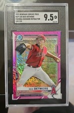 2021 Bowman Chrome Prospects Reid Detmers  Fuchsia Refractor /199 (RC) SGC 9.5