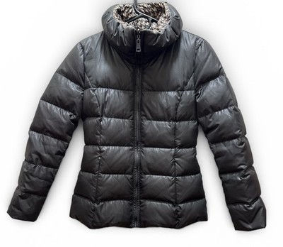 MAX&Co Black Down Puffer Jacket Women s US 2 IT 38 Houndstooth