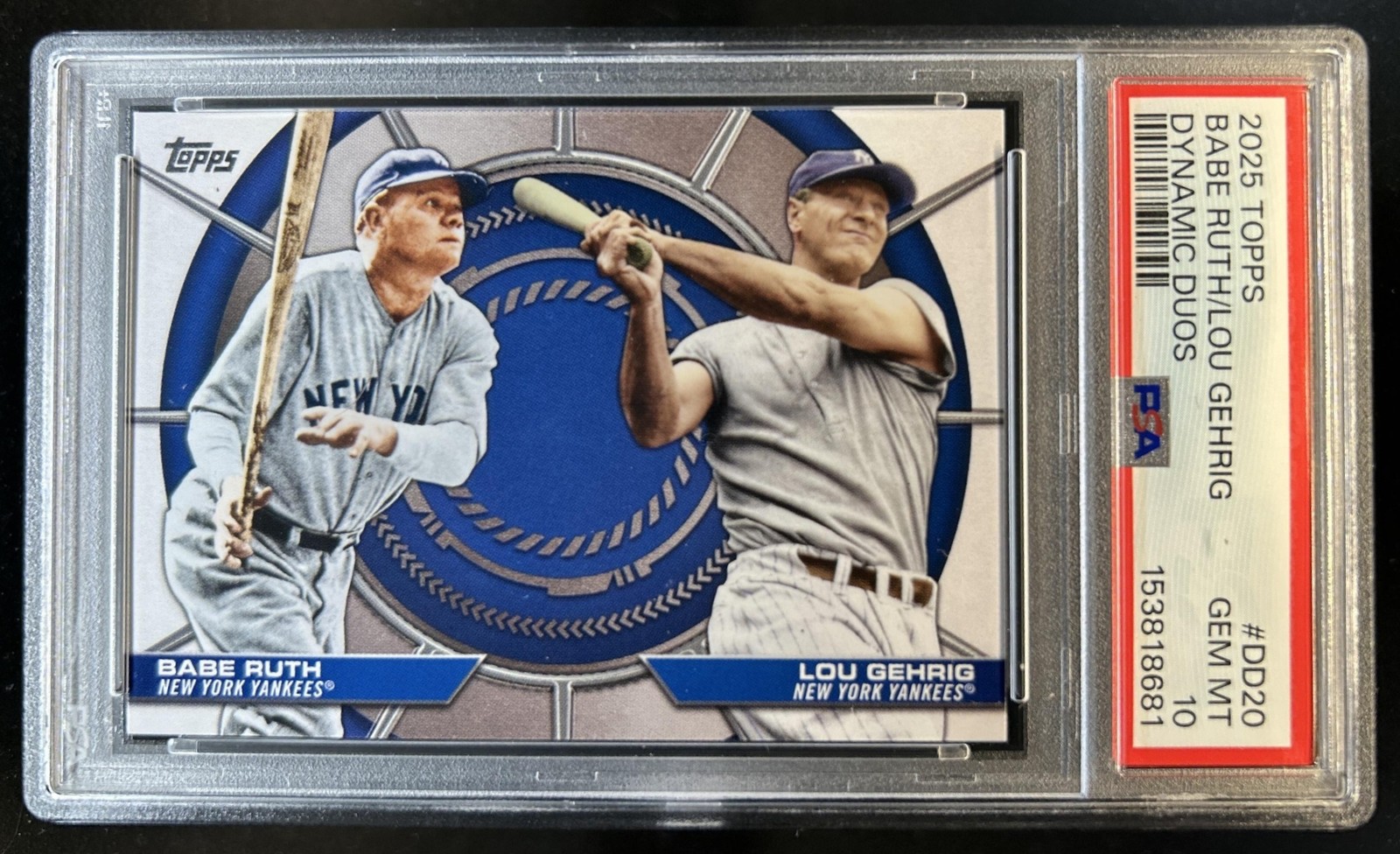 2025 Topps Babe Ruth Lou Gehrig Dynamic Duals #DD-20 Yankees PSA 10 GEM MINT