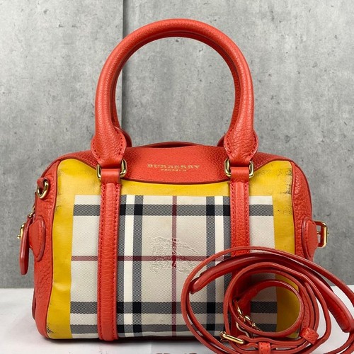 BURBERRY Shoulder Bag Nova Check Leather Multicolor Embossed Logo  Designer Good