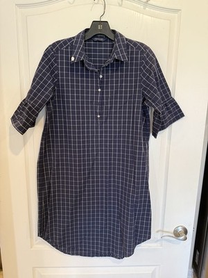 SCOTCH & SODA Women s navy blue plaid Ruffle-sleeve Shirt Dress small new w tag