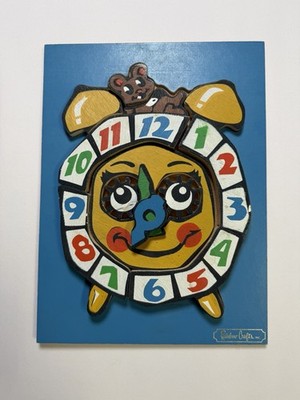 Vintage Rainbow Crafts Wooden Puzzle Clock Kids Learning Toy Nursery Deco