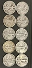 Walking Liberty Half Dollar Lot of 10, 90% Constitutional Silver
