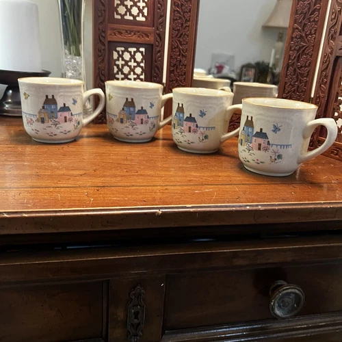 Vtg International Tableworks Heartland Stoneware Japan Coffee/Tea Cup Set Of 4