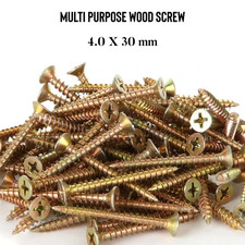 WOOD SCREWS 4.0 X 30MM MULTI-PURPOSE YELLOW POZI COUNTERSUNK CHIPBOARD SCREWS