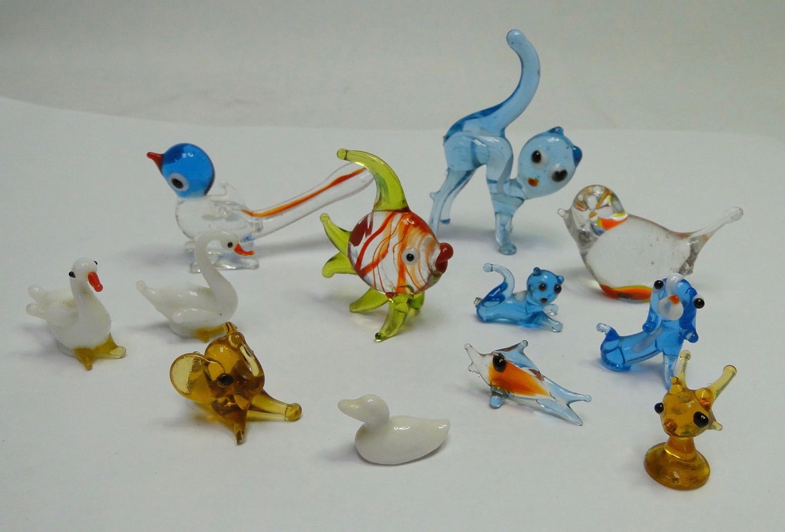 vintage miniature handblown glass animals 12 x