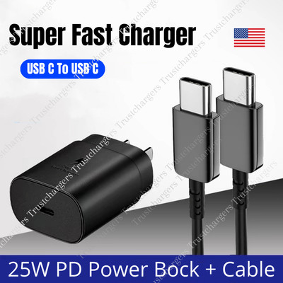 25W PD Super Fast Charging Adapter +USB C To USB-C Cord For Samsung Galaxy Note