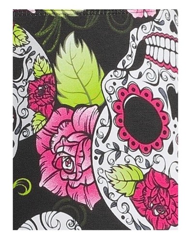 No Boundaries Junior's Skull & Flower Print Black Ankle Leggings Size Large New - Picture 4 of 8