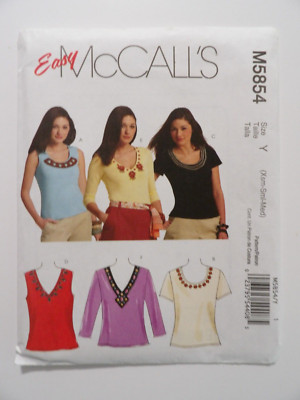 McCalls 5854 Misses Pull Over Knit Tops Sewing Pattern Size 4-14