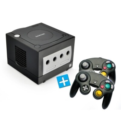 Nintendo GameCube - Konsole #schwarz + 2 Controller + Zub.
