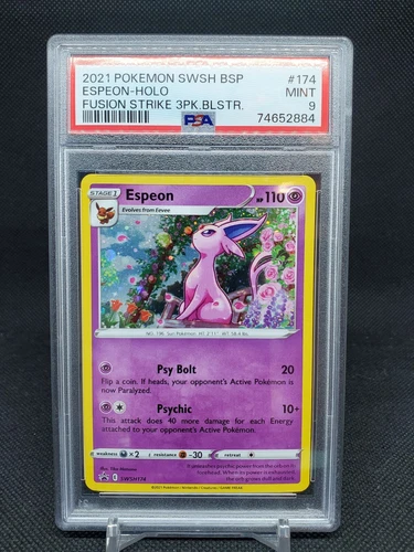 2021 Espeon SWSH174 Fusion Strike Black Star Promo Holo Blister PSA 9 Pokemon