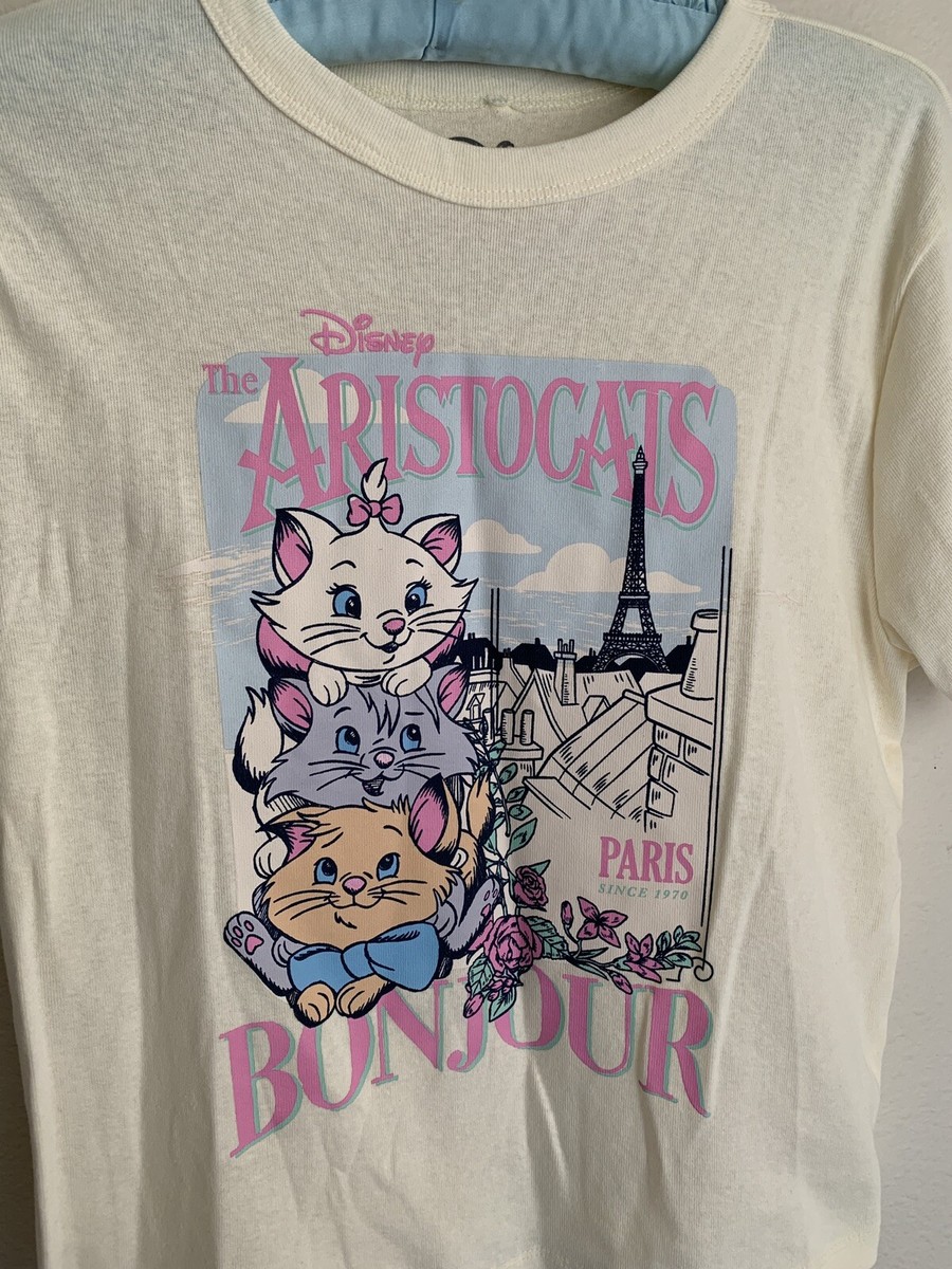 New XL Juniors Marie Aristocats Bonjour Paris Babydoll T-shirt