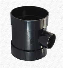 Waste to Soil Adapter Boss Pipe 110mm to 40mm 43mm 1 1/2" Black